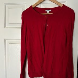 Red cardigan